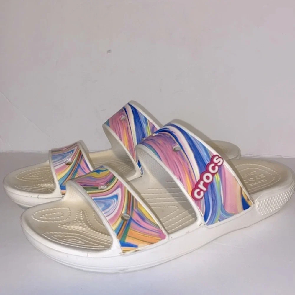 Crocs Classic Out of this World Slide Swirl Pattern Sandals - Picture 1 of 9